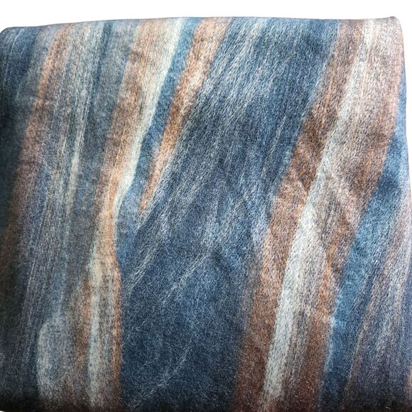 Chicos Wrap Shawl Unique Blue & Tan Color w/ Fringe One Size Fits All - Picture 6 of 8